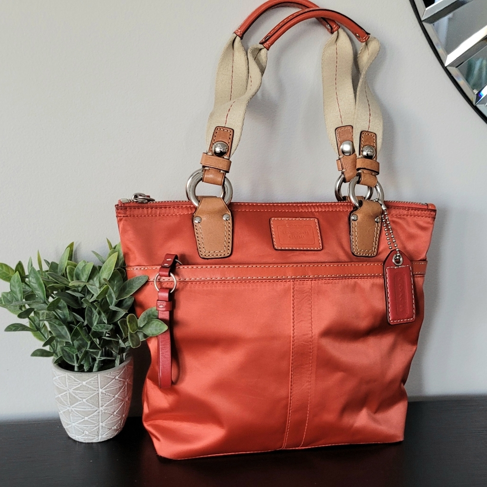 Coach Hampton Orange Vinyl Tote Bag